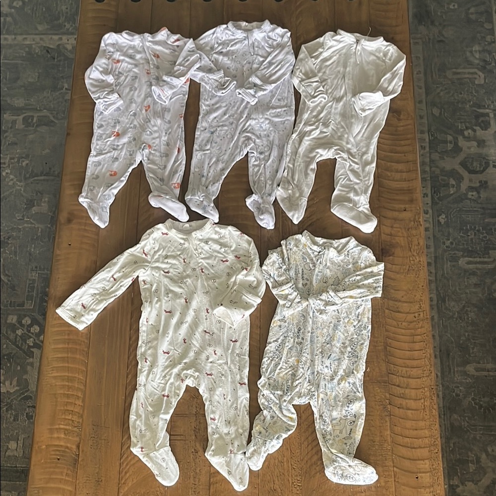 Angel Dear Bamboo zip footed onesies 0-3